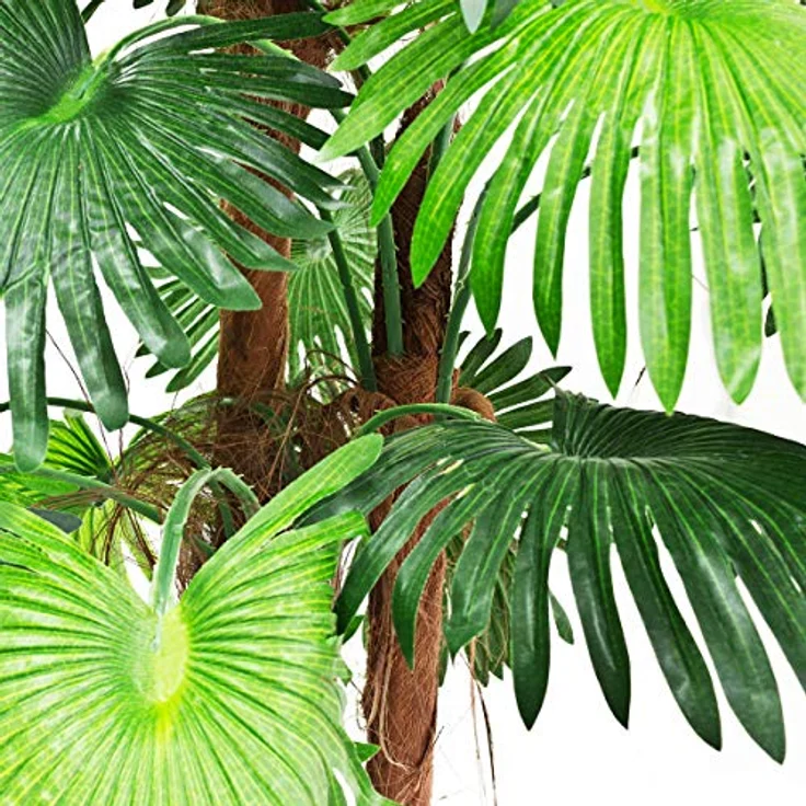 Künstliche Palme Pflanze Kunstpflanze Palmbaum Fächerpalme Deko Zimmerpflanze Kunstbaum künstlich im Kunststofftopf Plastikpflanze 180 cm Decovego – Bild 4