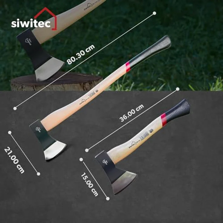 siwitec Axt VERSCHIEDENE SETS INKLUSIVE SCHNITTSCHUTZ, OPTIONAL MIT AXT-SCHÄRFER, SH-60 Survival Axt + SH-140 Spaltaxt, Packung 2-St., wahlweise mit oder ohne Messerschärfer, schwarz – Bild 2