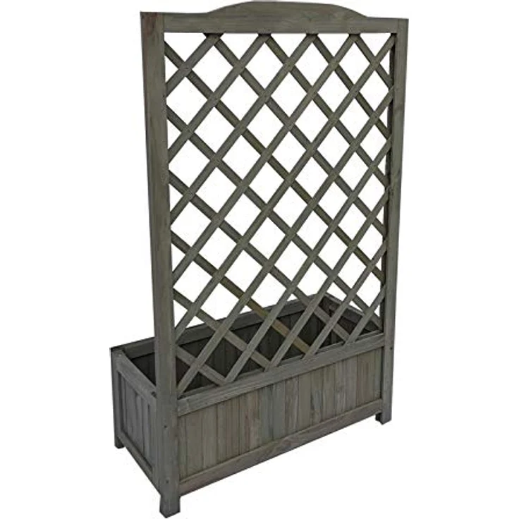 HTI-Line Blumenkasten Heidi XL Blumenkübel Rankgitter Spalier Grau, Fichtenholz, natürliche Strukturen, Unebenheiten und Maserungen, Rankgitter inklusive – Bild 2