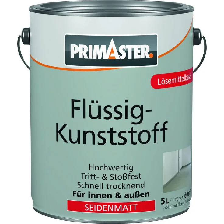 Primaster Flüssigkunststoff Vollton- und Abtönfarbe, kieselgrau, seidenmatt, 5 L, lösemittelhaltig, abrieb- und wetterfest, für Innen- und Außenbereich