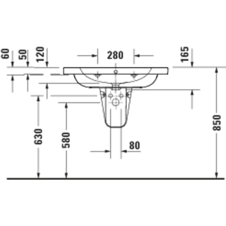 Duravit D-Code Waschtisch, Waschbecken mit Hahnloch und Überlauf, 800x480x165mm, Weiss Hochglanz – Bild 5
