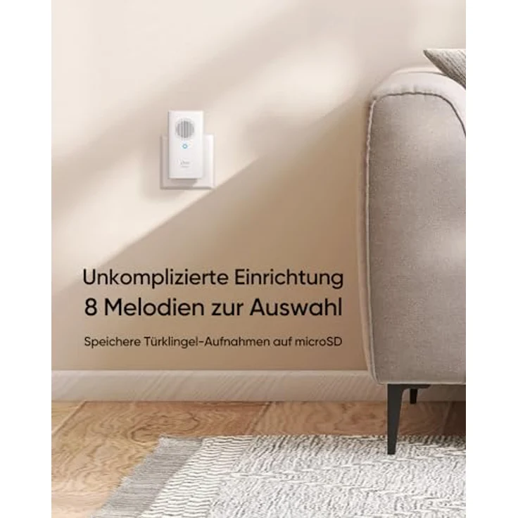 eufy Security Video Doorbell Add-on Chime, Funkgong für Innen, einstellbare Lautstärke, 8 Melodien, gebührenfreie Nutzung, erfordert Video Doorbell E340 – Bild 2