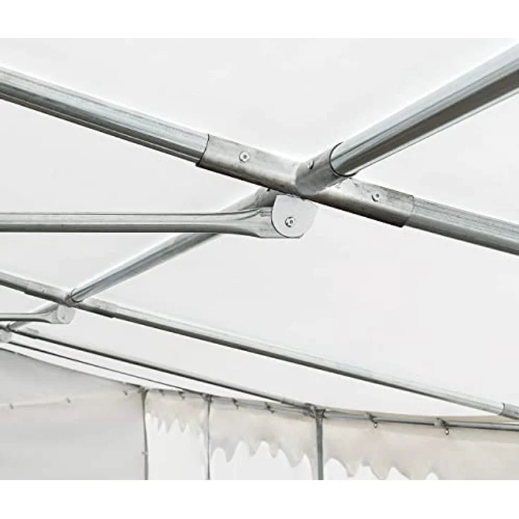 TOOLPORT Lagerzelt 5x10 m Industriezelt Unterstand PVC Plane 750 N grau mit Bodenrahmen und Dachverstärkung – Bild 3