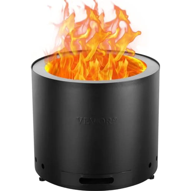 VEVOR Rauchfreier Feuerstellenofen, tragbare Holzkamin mit abnehmbarer Aschepfanne, H: 32 cm x D: 38 cm, aus SUS430 Edelstahl, optimiert für Sekundärverbrennung – Bild 1