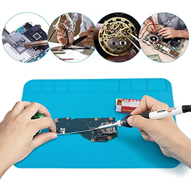 Generic Silikon 500℃ Hitzebeständige Magnetische Arbeitsmatte Silikonmatte, 30x20cm Lötmatte Antistatische Reparatur Matte Soldering Mat für Lötpistolen, Elektronik, Smartphone, Uhren, 1 – Bild 4