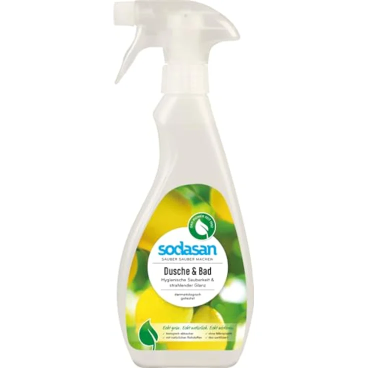 Sodasan Dusche & Bad Reiniger 500ml, Hygienischer Sprühreiniger für streifenfreie Reinigung, entfernt Kalk- und Seifenreste, mit pflanzlichen Waschsubstanzen – Bild 2
