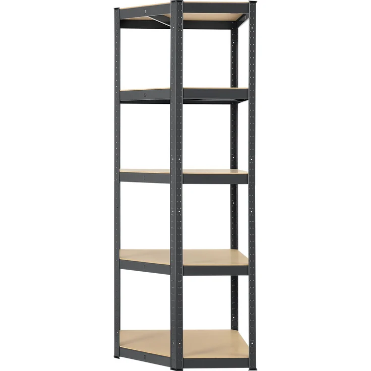 Juskys Eckregal Lageregal Corner Basic 180 x 70 x 40-70 cm | 875 kg | 5 Böden | Metall verzinkt | Schwerlastregal Steckregal Kellerregal Grau – Bild 10