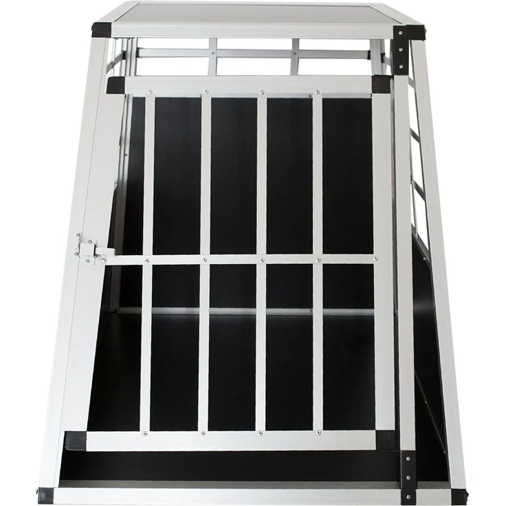 Juskys Alu Hundetransportbox L - 91 × 65 × 69 cm – Auto Hundebox robust & pflegeleicht – Gittertür verschließbar - Autotransportbox für Hunde – Bild 7