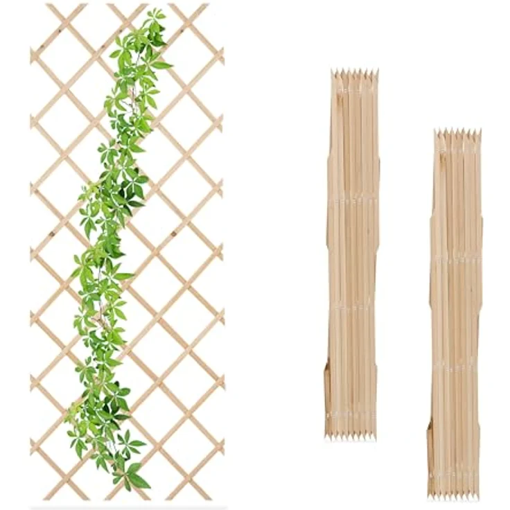 Relaxdays Rankgitter ausziehbar, 3er Set, Holz, 180x90 cm, flexible Rankhilfe für Kletterpflanzen, ideal für Garten und Terrasse – Bild 1