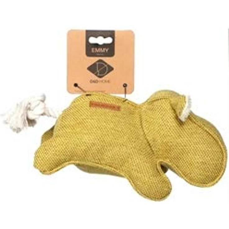 D&D Home, Edles Hundespielzeug Chenille Emmy 30x14 cm gelb Füllung 100% Polyester Feine Verarbeitung - Fellohren mit Quietscher im Rüssel für noch mehr Spielspaß für Hunde – Bild 1