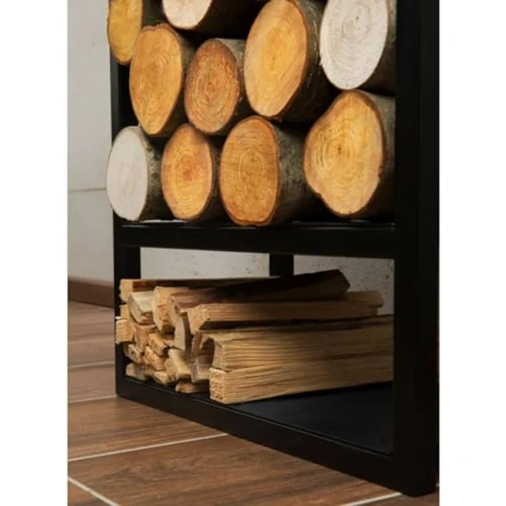 Cook King Kaminholzregal, Brennholzgestell aus pulverbeschichtetem Stahl, handgefertigt, 120 x 40 x 20 cm, für Feuerschale – Bild 4