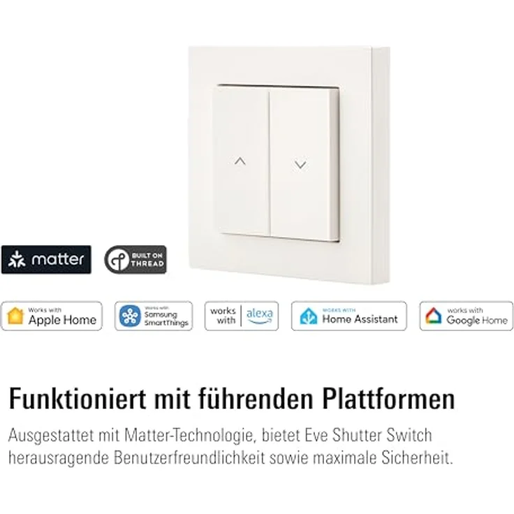 Eve Shutter Switch (Matter), Smarte Rollladensteuerung mit App- und Sprachsteuerung für Alexa, Apple Home, Google, SmartThings, benötigter Thread Border Router und Nullleiter – Bild 2