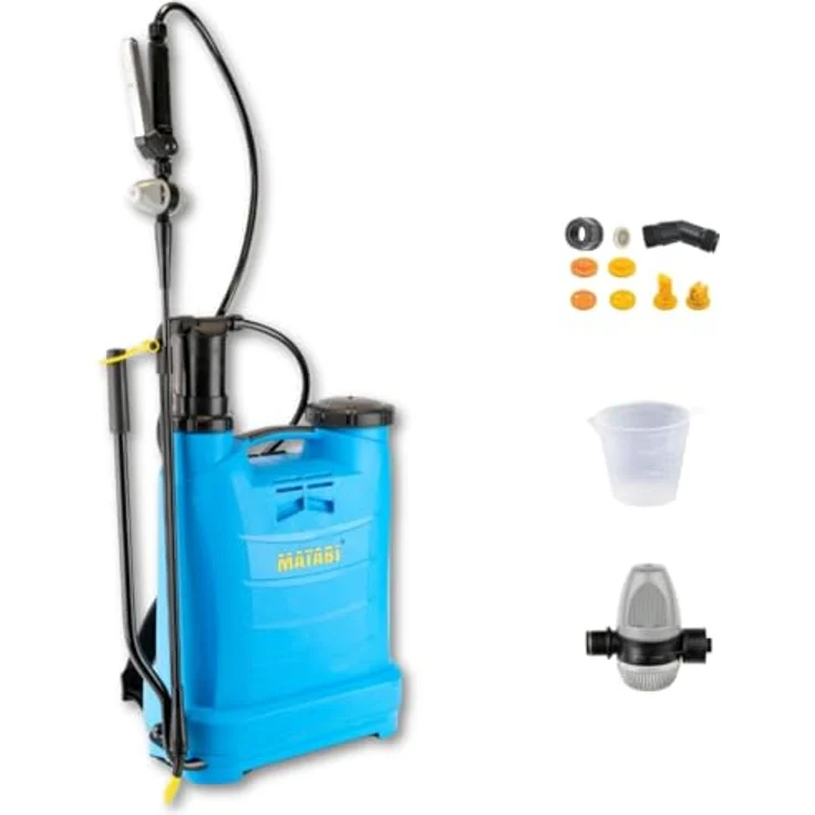 Matabi Evolution 12, Manueller Sprüher mit 12L Edelstahltank, vielseitigen Düsen und ergonomischem Design, Blau – Bild 1