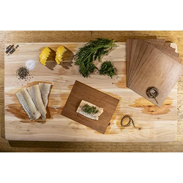 Axtschlag Grillpapier Zeder, zum schonenden Garen, hält das Gargut saftig, für Grill & Backofen, auch zum Servieren, 8 Wood Papers Schnur, 190x150x1 mm – Bild 5