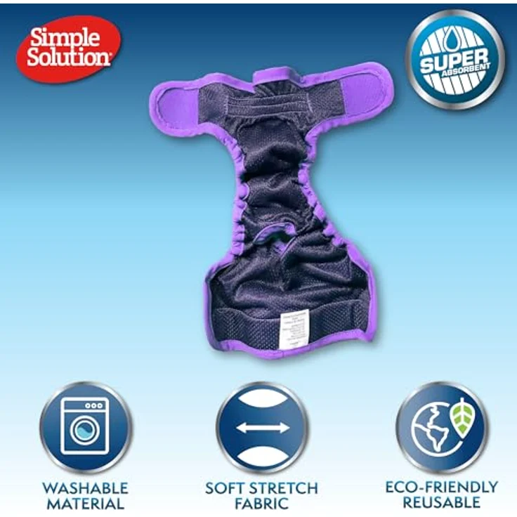 Simple Solution Waschbare Hunde Windeln M, super-absorbierend für Hündinnen 7-16 kg, mit Schwanzloch und repositionierbaren Verschlüssen – Bild 3