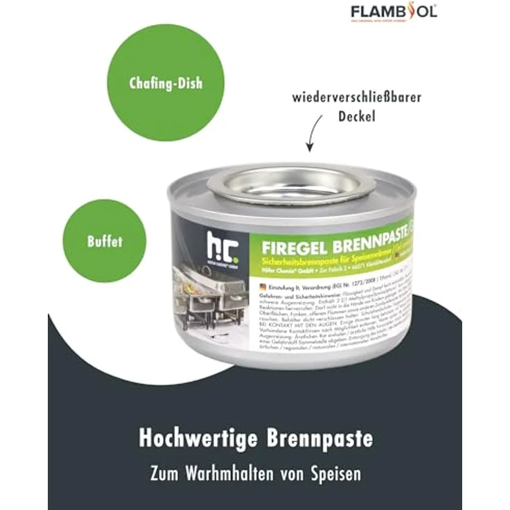 Höfer Chemie 6x 200g FLAMBIOL® Firegel Brennpaste, für professionelles Warmhalten von Speisen – Bild 3