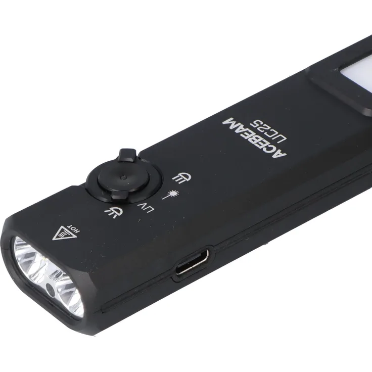 AceBeam UC25, Taschenlampe mit 3.100 Lm Kalt- und Warmweißlicht, UV-Licht und grünem Laser, Schwarz