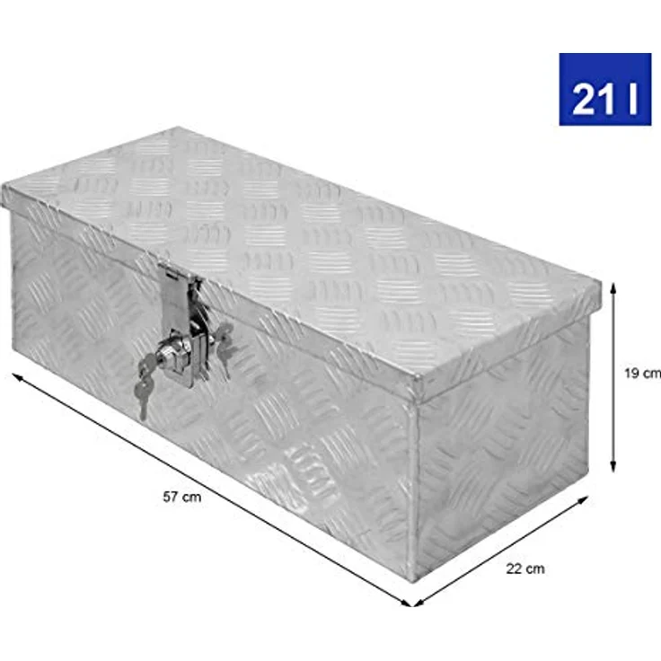 ECD Germany Aluminium Werkzeugbox, abschließbare Transportbox mit 21 Litern Fassungsvermögen, Silber, spritzwassergeschützt – Bild 4