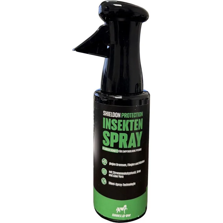 Shield On Insektenspray für Pferde, pflanzenbasierte Formel mit Silent-Sprühkopf, 500 ml