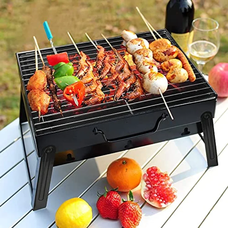 Uten Grill BBQ Portable Holzkohlegrills, Faltbare Grillwagen Outdoor Tischgrills Tragbar Picnikgrill – Bild 2