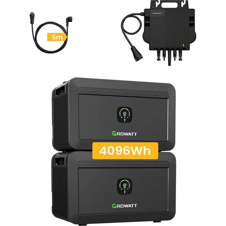 Growatt Balkonkraftwerk Speicher-Set, 4096Wh mit 2x NOAH 2000 LiFePO4 und 2x NEO-800M-X 800W Mikrowechselrichter, 1800W PV-Eingangsleistung