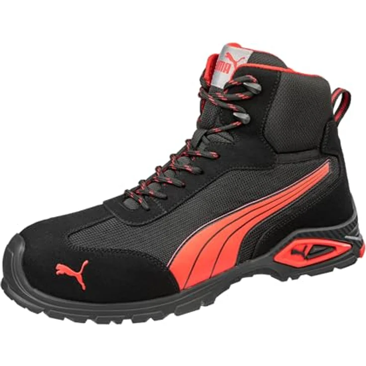 PUMA MADRID MID S1P Sicherheitsschuhe, Gr. 45, schwarz-rot – Bild 1