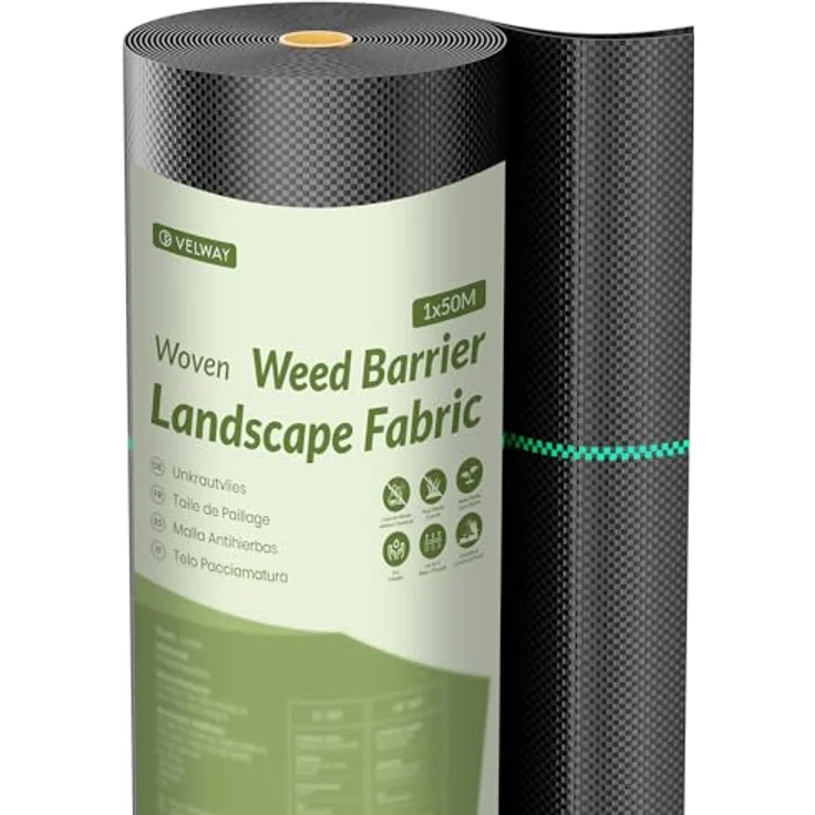 Velway Unkrautvlies Garten Extra Stark 1x50M, Wasserdurchlässiges, reißfestes Bodengewebe für Garten, Hochbeet, Einfahrt – Anti-Unkrautpflanzfolie, schwarz – Bild 1