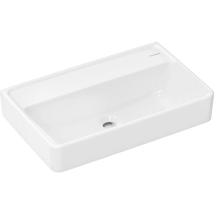 hansgrohe Xanuia Q Waschtisch Compact, Waschbecken ohne Hahnloch und Überlauf, 600x370mm, SmartClean, weiss