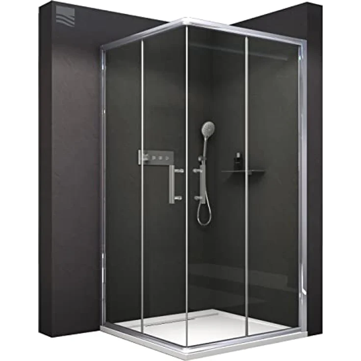 NEXTREND Duschkabine Eckdusche EX506, Schiebetüren aus 6 mm NANO Echtglas, 80 x 80 x 195 cm, platzsparend mit Lotus-Effekt – Bild 1