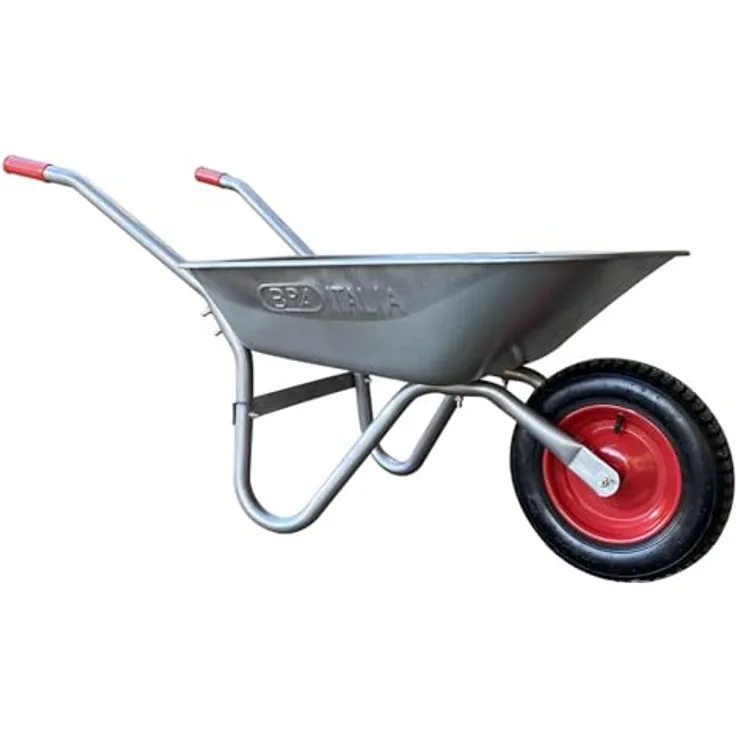 Toolland Schubkarre 85 Liter, Gartenkarre mit pneumatischem Rad, rutschfesten Griffen, graues Design, 12 kg, einfache Montage
