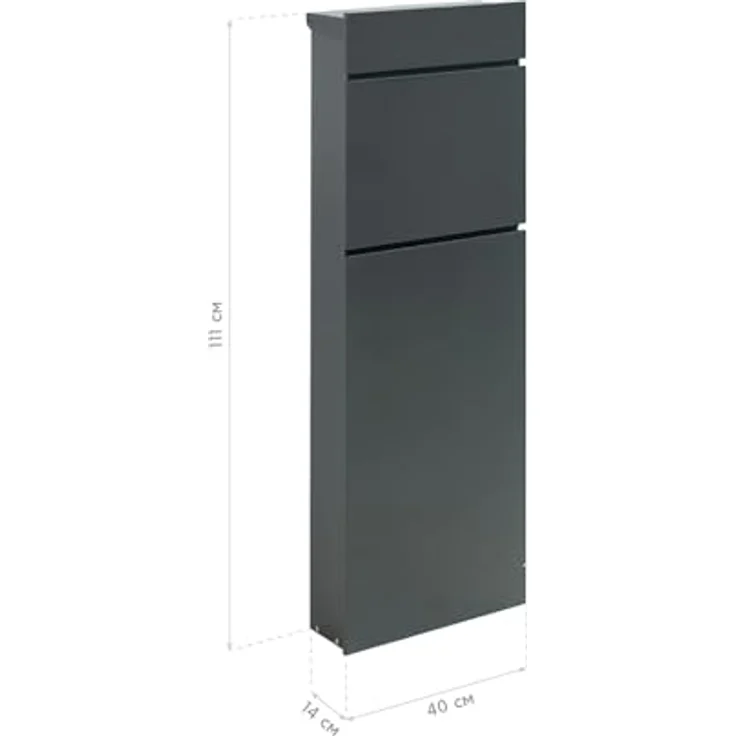 WESTMANN Paketbox Pippa, abschließbar (2 Schlüsse) aus pulverbeschichtetem Stahl, anthrazit RAL7016, 40x14x111 cm, inkl. Montagezubehör – Bild 3