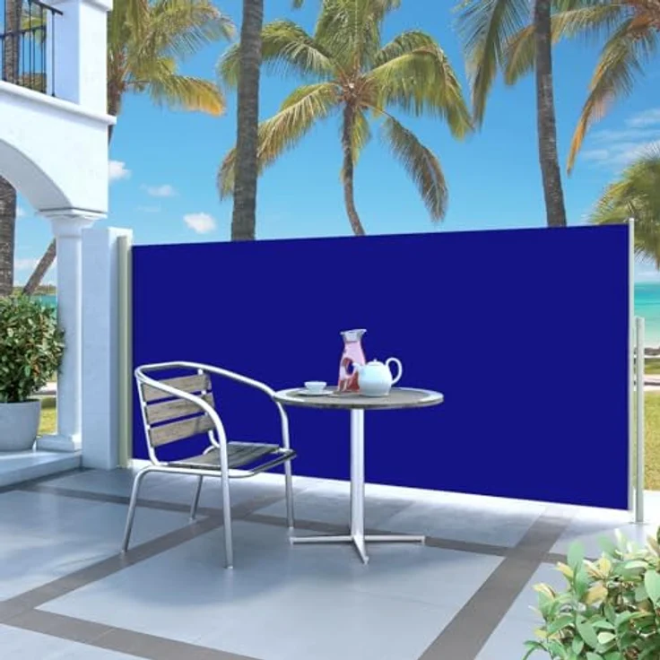 vidaXL Seitenmarkise 140x300cm Blau Sichtschutz Windschutz Sonnenschutz Balkon – Bild 2