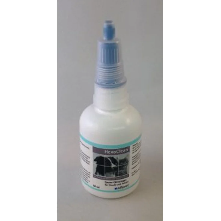 Alfavet HexoClean saurer Ohrreiniger für Hund und Katze mit ohrfreundlichem Weichgummiapplikator, Chlorhexidin und Salicylsäure, 150ml Plastikflasche – Bild 2