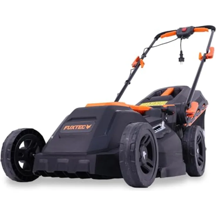 FUXTEC Elektro Rasenmäher mit Kabel FX-RME38-38cm mit 40L Grasfangkorb - nur 12kg - Schnitthöhe 20-70mm - 1600Watt & 220V