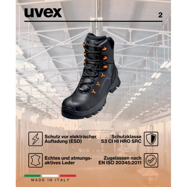 Uvex Safety 2 Macsole S3, Sicherheitsschuhe in Größe 47 mit optimaler Dämpfung und ergonomischer Passform – Bild 3