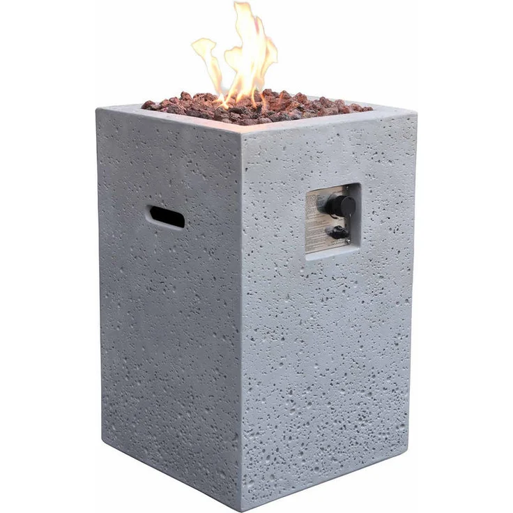 Elementi Feuerstelle Kelut, Gas Feuerstelle in Grau mit stufenloser Gas-Regulierung und Umkippsicherung, 52x78x52 cm