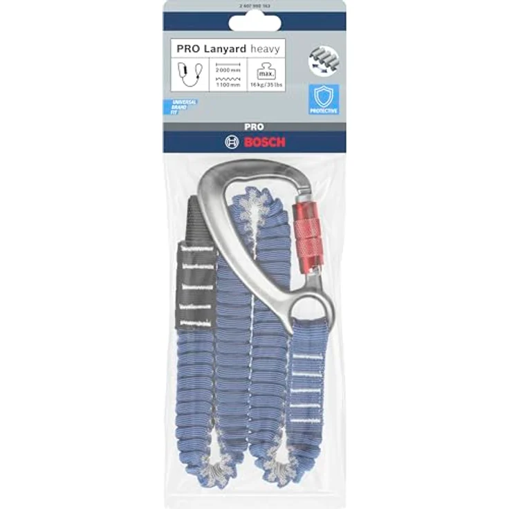 Bosch Professional PRO Umhängeband zur Absturzsicherung, schwer für Lasten bis 16 kg, 1 Karabiner und 1 flache Kordschlaufe – Bild 2