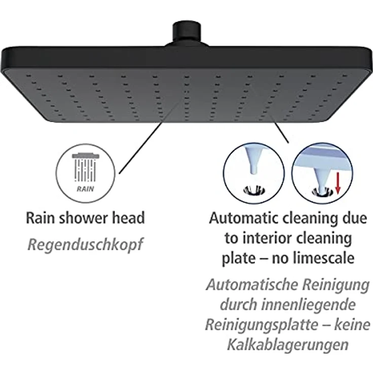 WENKO Regenduschkopf Automatic Cleaning, schwarz, mit Kalkablagerungs-Verhinderungssystem – Bild 3