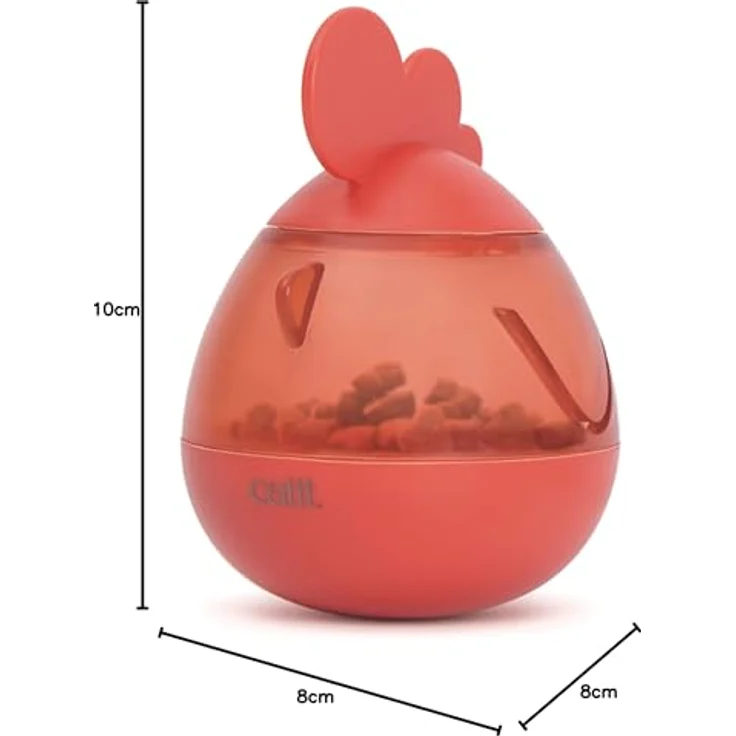 Catit Pixi Snackspender, Futterspender Ball im Design eines Hahnes, selbstaufrichtend, anpassbarer Schwierigkeitsgrad, für Leckereien bis 9 mm – Bild 3