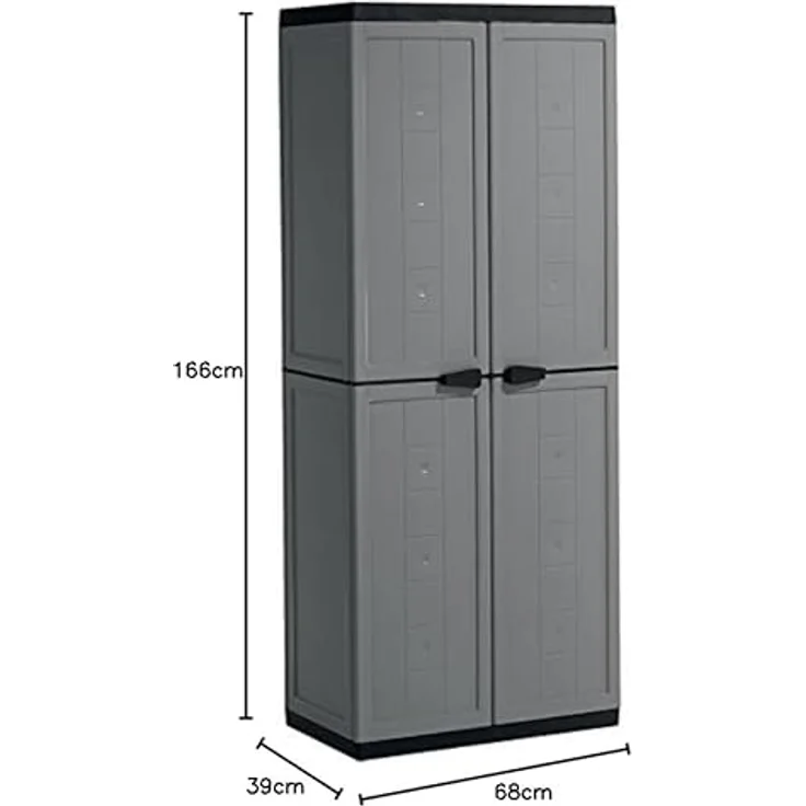 Keter Kunststoffschrank "Jolly utility", Hochwertiger Aufbewahrungsschrank mit höhenverstellbaren Flachböden, 68x39x166 cm, dunkelgrau/schwarz – Bild 3