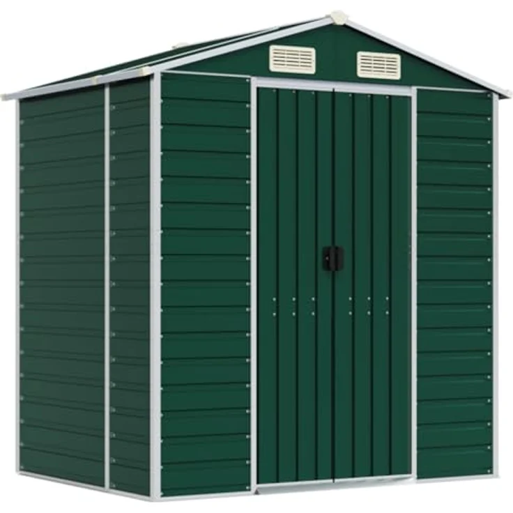 vidaXL Gerätehaus Grün 191x130x198 cm Verzinkter Stahl – Bild 1