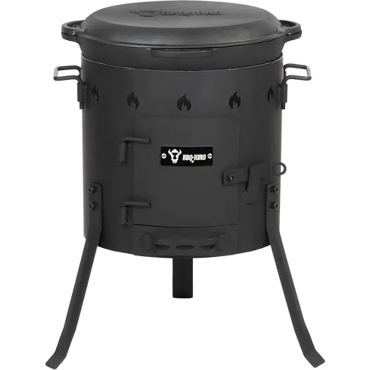 BBQ-Toro Gusseisen Kazan Ø 35 cm, 12,1 L Koch- und Grilltopf mit Deckel, vielseitiger Outdoor Ofen, Feuerstelle und Eintopfofen – Bild 1