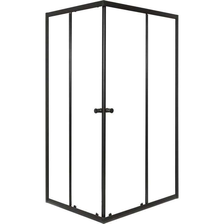 Novoterm Kerra Olga SQ Black 100x90 Duschkabine, schwarz Profile, 4mm ESG transparentes Sicherheitsglas ohne Duschwanne