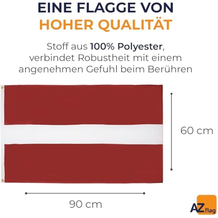 AZ FLAG Flagge Lettland, 90x60 cm, 100% Polyester mit Messing-Ösen, verstärkte Ecken, ideal für Innen & Außen – Bild 2