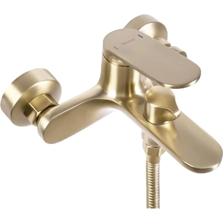 Rea Badewannenarmatur Marco, Komplettset mit Handbrause, gebürstetes Gold, ergonomisches Design - 19X15X11,5CM – Bild 2