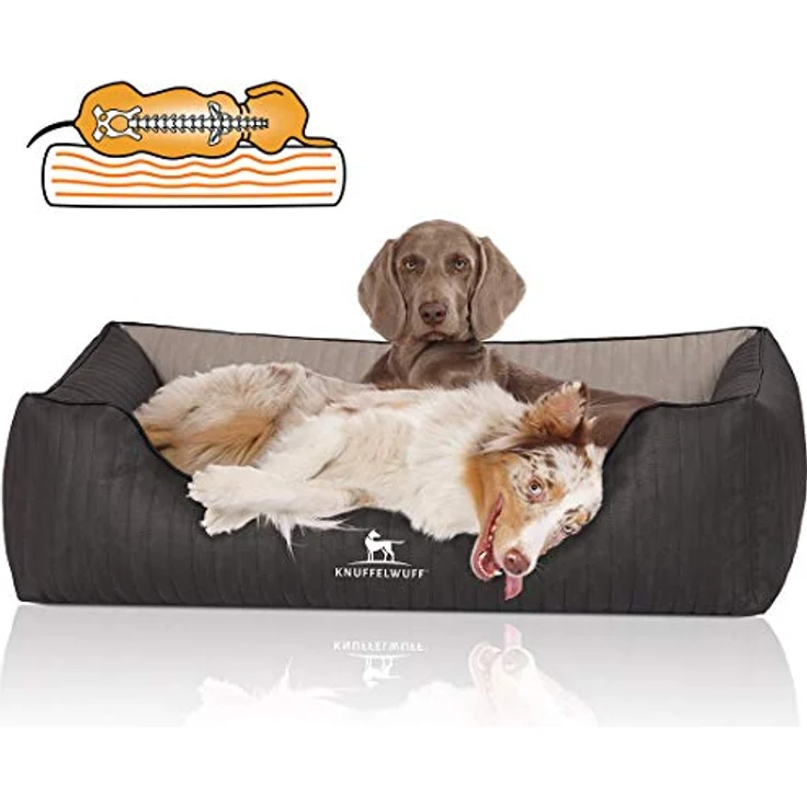 Knuffelwuff Orthopädisches Hundebett Outback XL 105 x 75cm Schwarz/Grau - Abnehmbarer Bezug - leicht zu reinigen - für große, mittelgroße und kleine Hunde – Bild 1