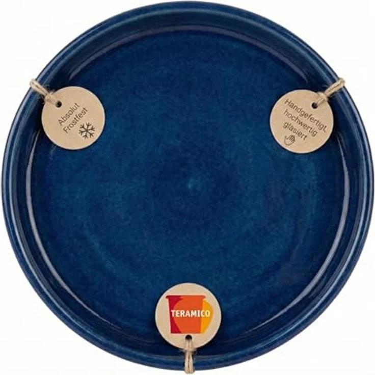 Teramico Pflanzenteller Untersetzer Keramik, frostfest, Royal Blau, 30 cm, handgefertigt, winterhart – Bild 1