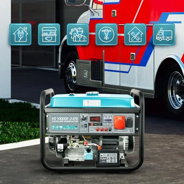 Könner & Söhnen KS 10000E-3 ATS Stromerzeuger Generator Benzin Notstromaggregat 8000 Watt, mit eingebauter ATS-Einheit (Automatischer Transferschalter) – Bild 5