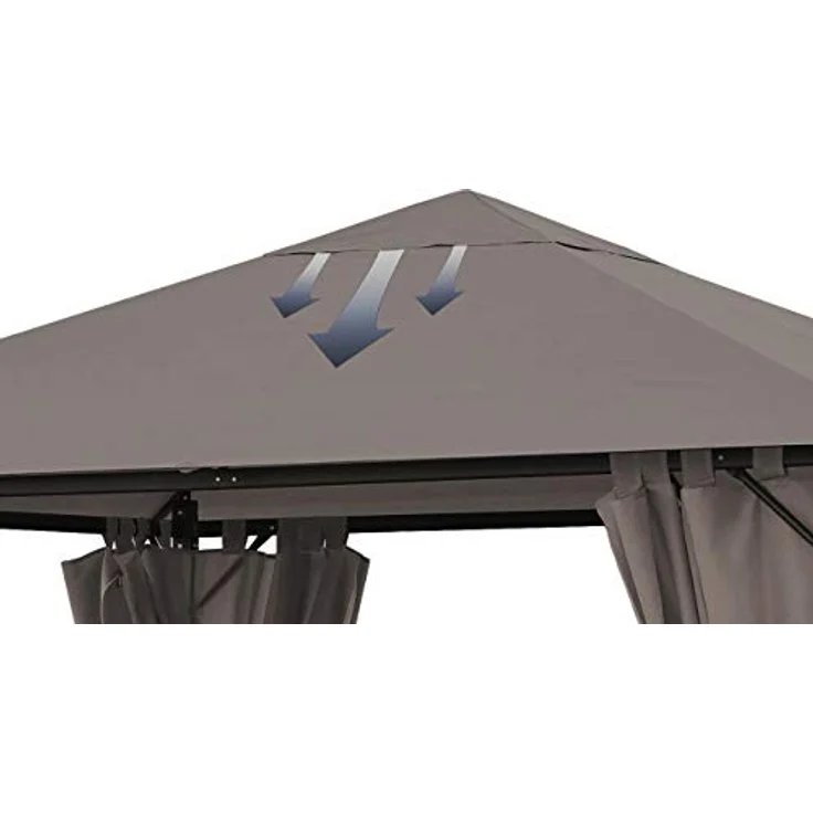 Quick Star Pavillon-Ersatzdach 3x3m, Taupe / Beigegrau RAL 7006, wasserabweisend, mit Lüftungsschlitzen, 180 g/m² – Bild 3