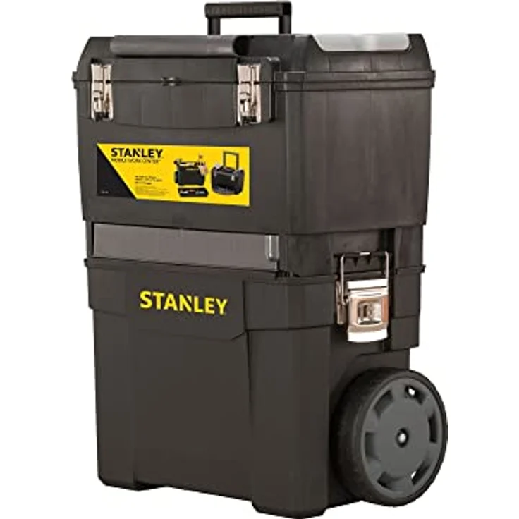 Stanley Rollende Werkstatt (47,3 x 30,2 x 62,7 cm, zwei separat verwendbare Werkzeugboxen, robuster Kunststoff, zwei Einheiten, Metallschließen, Organizer) 1-93-968 – Bild 3
